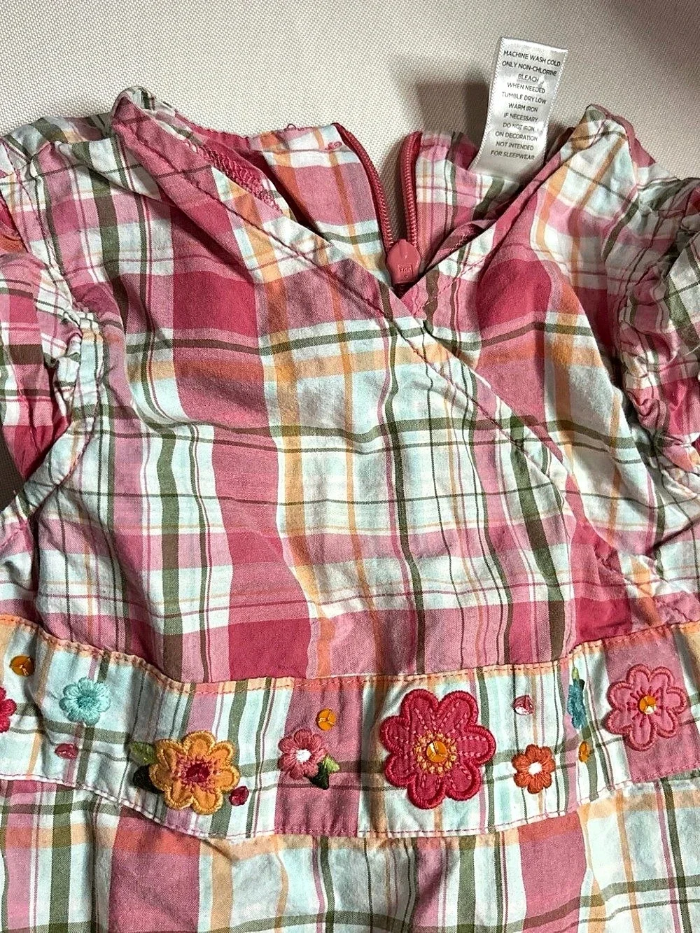 Gymboree Girls Plaid Embroidered Blouse Pink & Green Girls 4